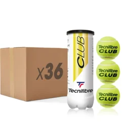 Tecnifibre CLUB : CARTON DE 36 TUBES DE 3 BALLES DE TENNIS> Premium