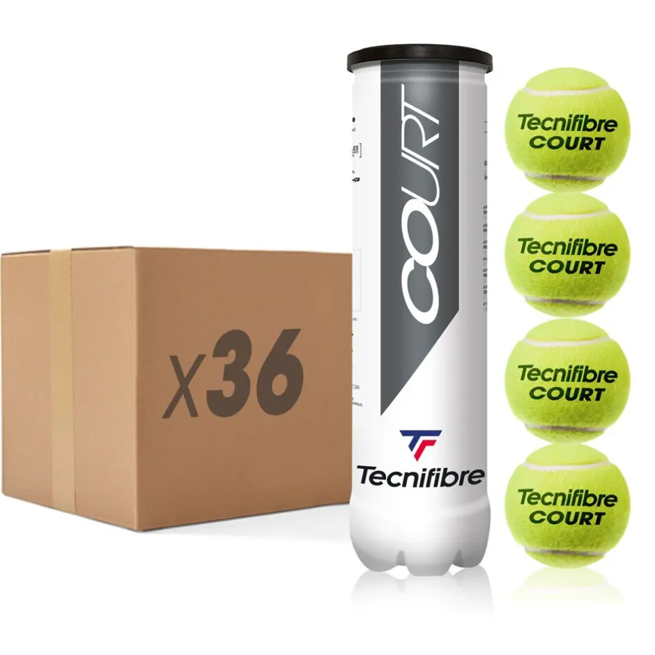 Tecnifibre COURT : CARTON DE 36 TUBES DE 4 BALLES DE TENNIS> Performance Pression