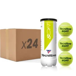 Tecnifibre SOFT : CARTON DE 24 TUBES DE 3 BALLES DE TENNIS> Balles Pédagogiques