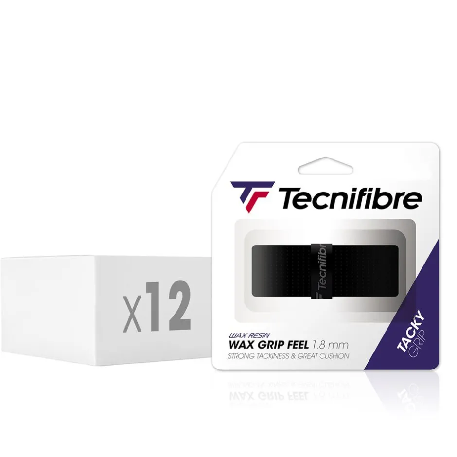 Tecnifibre WAX FEEL GRIP NOIR (boîte de 12 packs d'1 grip)> Grips